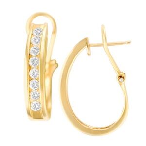 Huggie earrings in 14k with app. 1 carat in diamonds  3.80 pwt